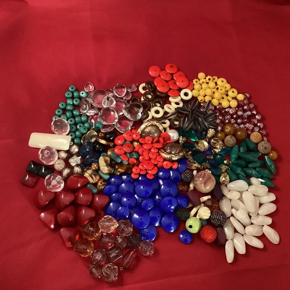 Funky big beads lot mostly made of plastic